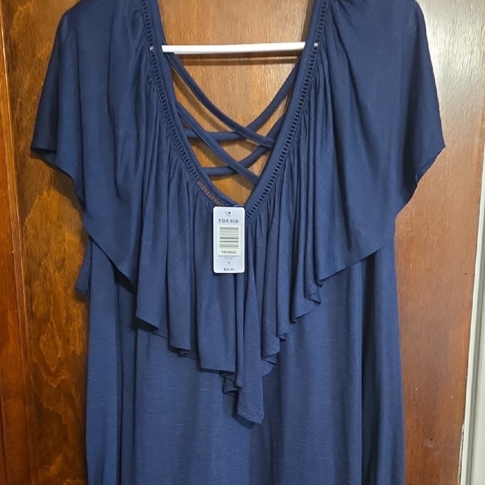 Torrid Navy Short Sleeve Top